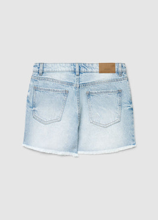 Shorts jeans mom con fondo sfrangiato