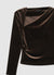 T-shirt a maniche lunghe con scollo drappeggiato