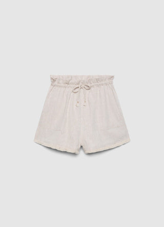 Linen blend shorts with fringed hem