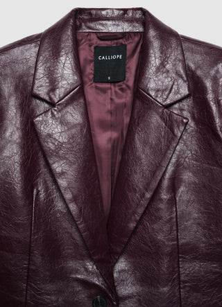 Veste unie à simple boutonnage effet similicuir brillant