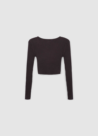 Cross-over ribbed jumper