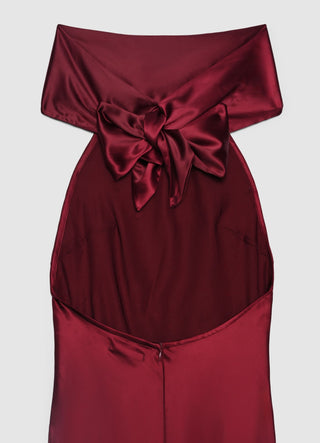 Vestito lungo all'americana con fiocco