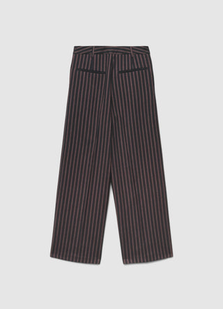Pantalon droit sartorial à rayures avec pinces