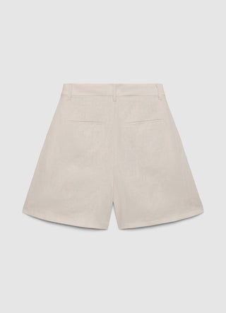 Plain-colour linen Bermuda shorts