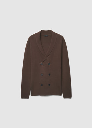 Double-breasted cardigan with a shawl collar