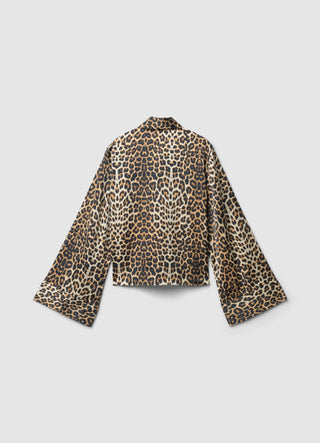 Camicia kimono simil satin fantasia animalier