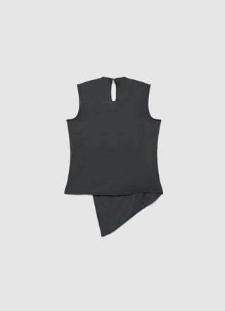 Asymmetric faux satin top with buckle