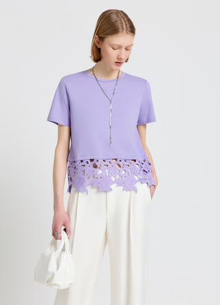 T-shirt con fondo in sangallo