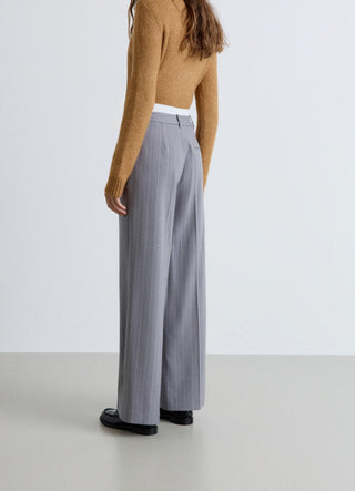 Pantalon palazzo à rayures et taille boxer