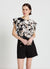 Blusa con stampa floreale e maniche con rouches