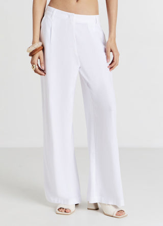 Linen-blend palazzo trousers