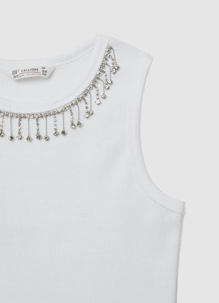 Top a costine con strass