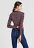 Rundhals-Strickpullover mit Streifen