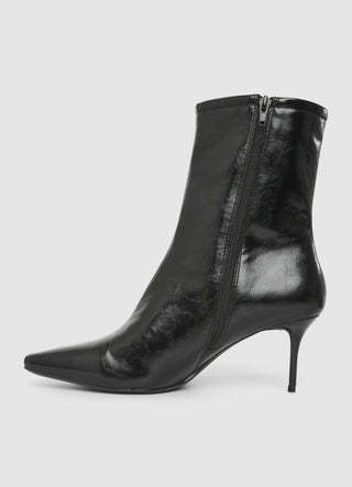 Block heel bootie with mid heel and side zip