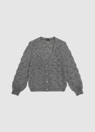 Cardigan traforato con bottoni effetto luccicante