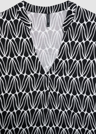 Camicia con colletto coreano e stampa