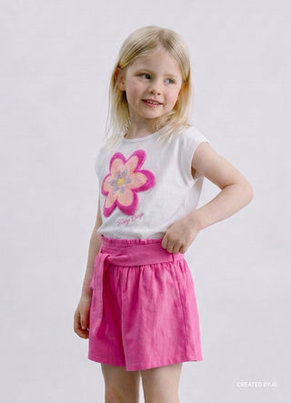 T-Shirt mit Häkelblume