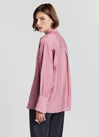Oversized shirt with appliqués