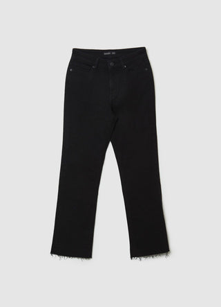 Crop flare jeans with frayed hem