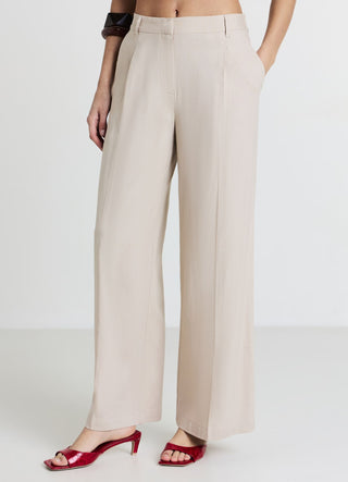 Linen-blend palazzo trousers