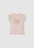 T-shirt maniche balze fiore applicato