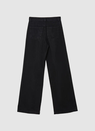 Jeans palazzo a vita alta con bottoni decorativi