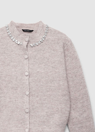 Cardigan con colletto gioiello e bottoni