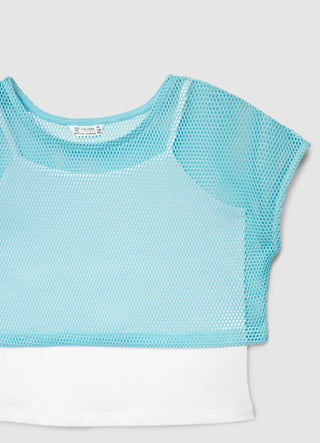 T-shirt doppio strato con inserti a rete
