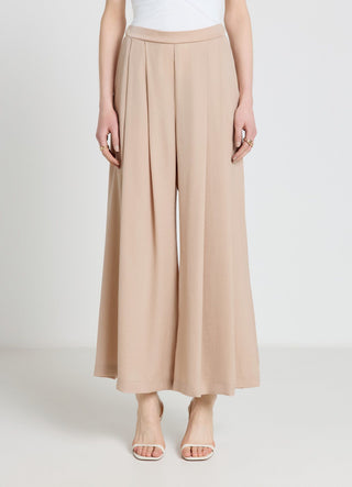 Solid colour faux satin wide-leg trousers