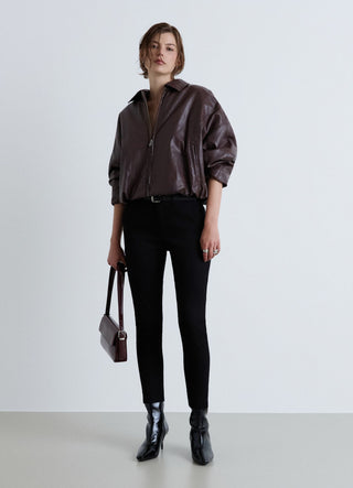 Pantaloni lunghi sartoriali simil satin a tinta unita