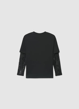 T-shirt con maniche in pizzo