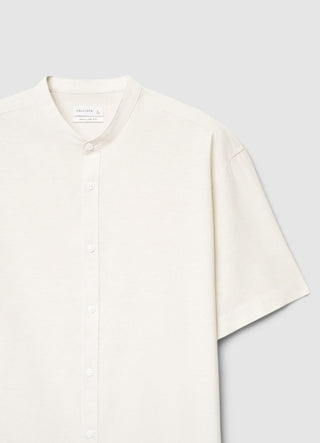 Camicia misto lino con collo coreana