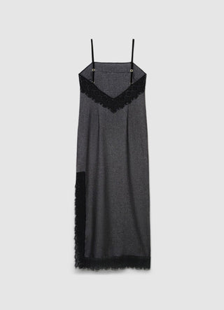 Vestito midi con spalline sottili e pizzo