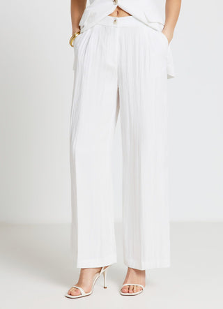 Crinkled solid-colour palazzo trousers