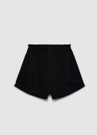 Shorts misto lino con frange in fondo