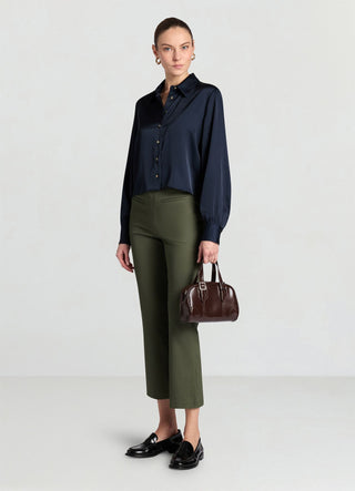 Solid colour cropped flare trousers