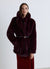Manteau mi-long effet fourrure avec ceinture