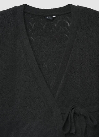 Gilet en maille ajourée avec ceinture