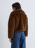 Giacca crop effetto peluche con collo rever