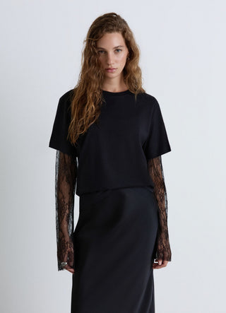 T-shirt a tinta unita con girocollo