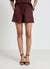 Linen blend shorts with fringed hem