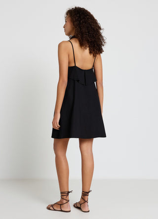 Robe mini évasée en mélange de lin
