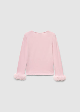 Frozen print T-shirt with plush-effect cuffs