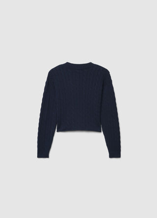 Crochet crop top with crew neck