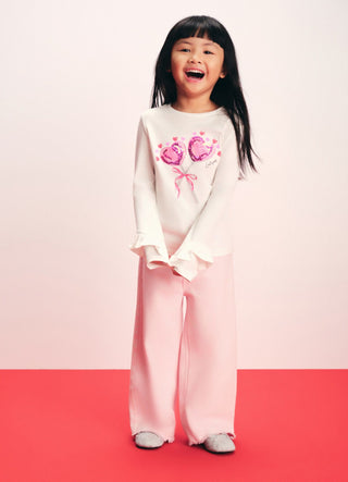 T-shirt with print and ruffle sleeves