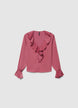 Blouse avec volant en simili satin - XS