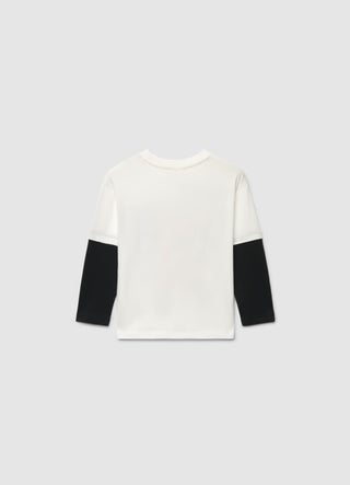 T-shirt over con stampa orso e scritte