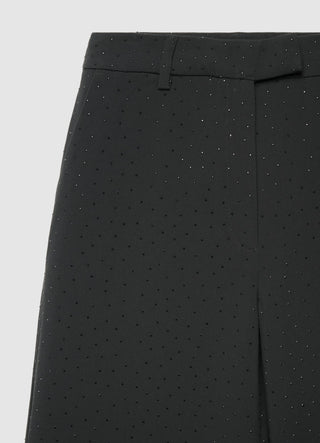 Pantaloni palazzo con strass allover