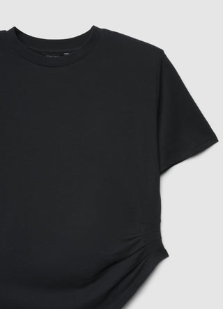 T-shirt with side ruching and asymmetric hem