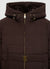 Short padded jacket with hood and belt